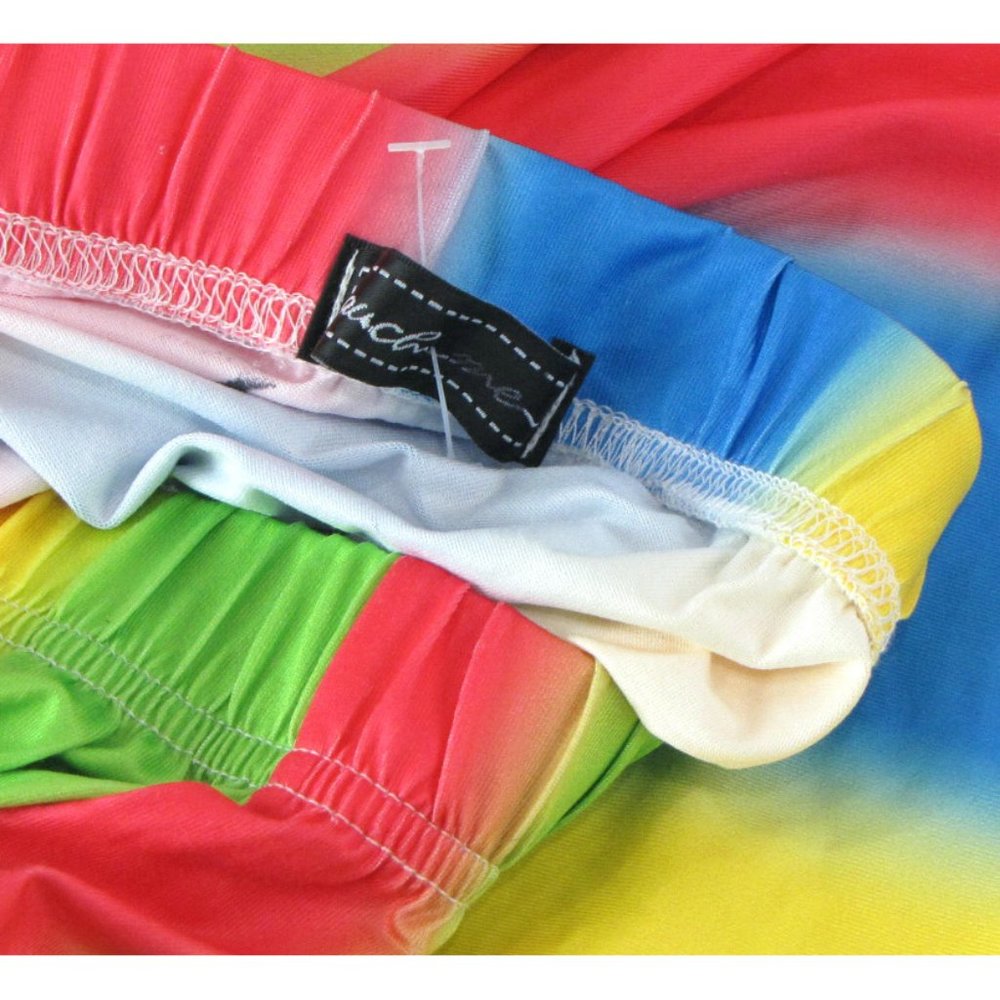 SALE! Striped Rainbow Cut Outs Yellow Red Long Skirt - Picture 3 of 3
